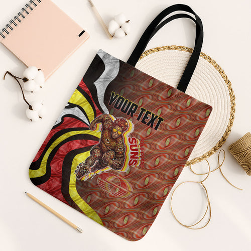 Personalised Gold Coast Suns Tote Bag Trippy Psychedelic Abstract Art Mascot Football Fans
