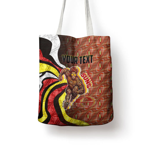 Personalised Gold Coast Suns Tote Bag Trippy Psychedelic Abstract Art Mascot Football Fans
