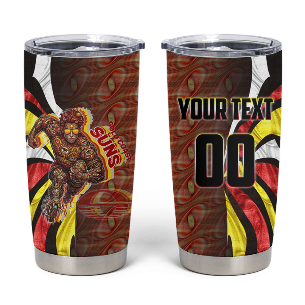 Personalised Gold Coast Suns Tumbler Cup Trippy Psychedelic Abstract Art Mascot Football Fans