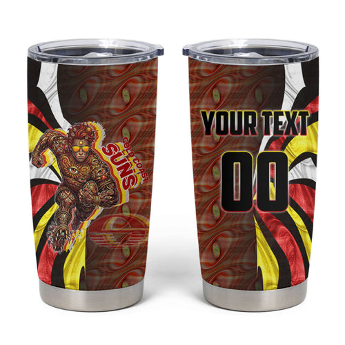 Personalised Gold Coast Suns Tumbler Cup Trippy Psychedelic Abstract Art Mascot Football Fans