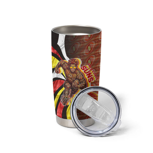 Personalised Gold Coast Suns Tumbler Cup Trippy Psychedelic Abstract Art Mascot Football Fans