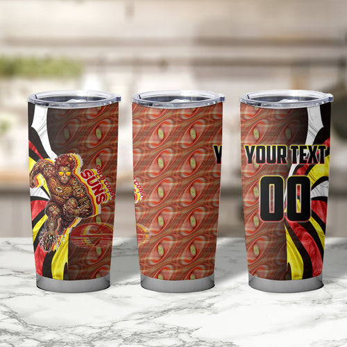 Personalised Gold Coast Suns Tumbler Cup Trippy Psychedelic Abstract Art Mascot Football Fans