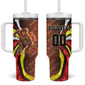 Personalised Gold Coast Suns Tumbler With Handle Trippy Psychedelic Abstract Art Mascot Football Fans