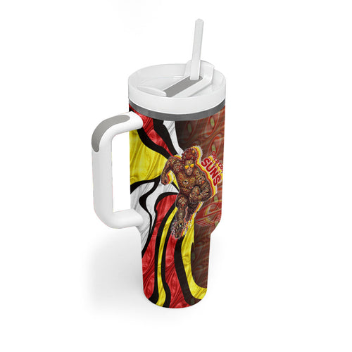 Personalised Gold Coast Suns Tumbler With Handle Trippy Psychedelic Abstract Art Mascot Football Fans