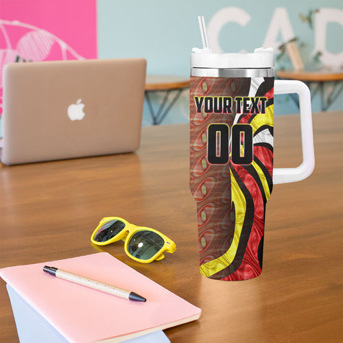 Personalised Gold Coast Suns Tumbler With Handle Trippy Psychedelic Abstract Art Mascot Football Fans