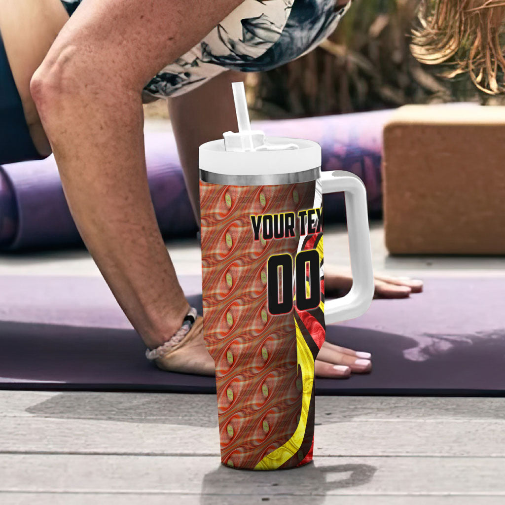 Personalised Gold Coast Suns Tumbler With Handle Trippy Psychedelic Abstract Art Mascot Football Fans