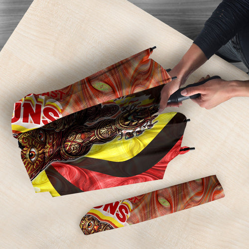 Personalised Gold Coast Suns Umbrella Trippy Psychedelic Abstract Art Mascot Football Fans