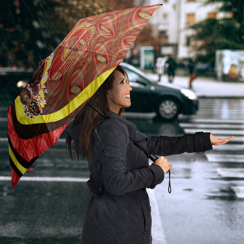 Personalised Gold Coast Suns Umbrella Trippy Psychedelic Abstract Art Mascot Football Fans