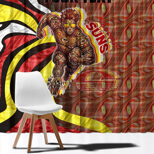 Personalised Gold Coast Suns Window Curtain Trippy Psychedelic Abstract Art Mascot Football Fans