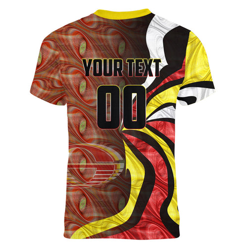 Personalised Gold Coast Suns Women V-Neck T-Shirt Trippy Psychedelic Abstract Art Mascot Football Fans