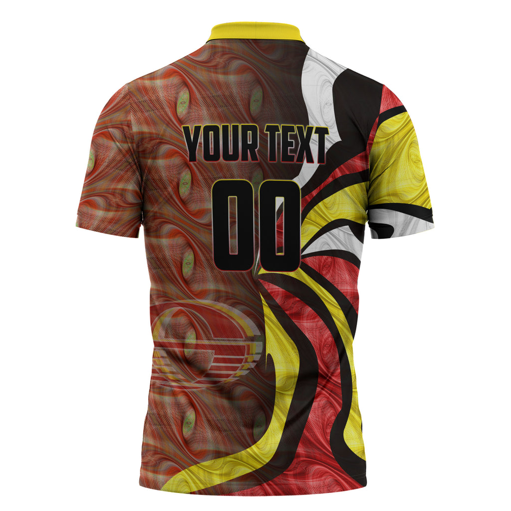 Personalised Gold Coast Suns Zipper Polo Shirt Trippy Psychedelic Abstract Art Mascot Football Fans