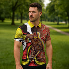 Personalised Gold Coast Suns Zipper Polo Shirt Trippy Psychedelic Abstract Art Mascot Football Fans