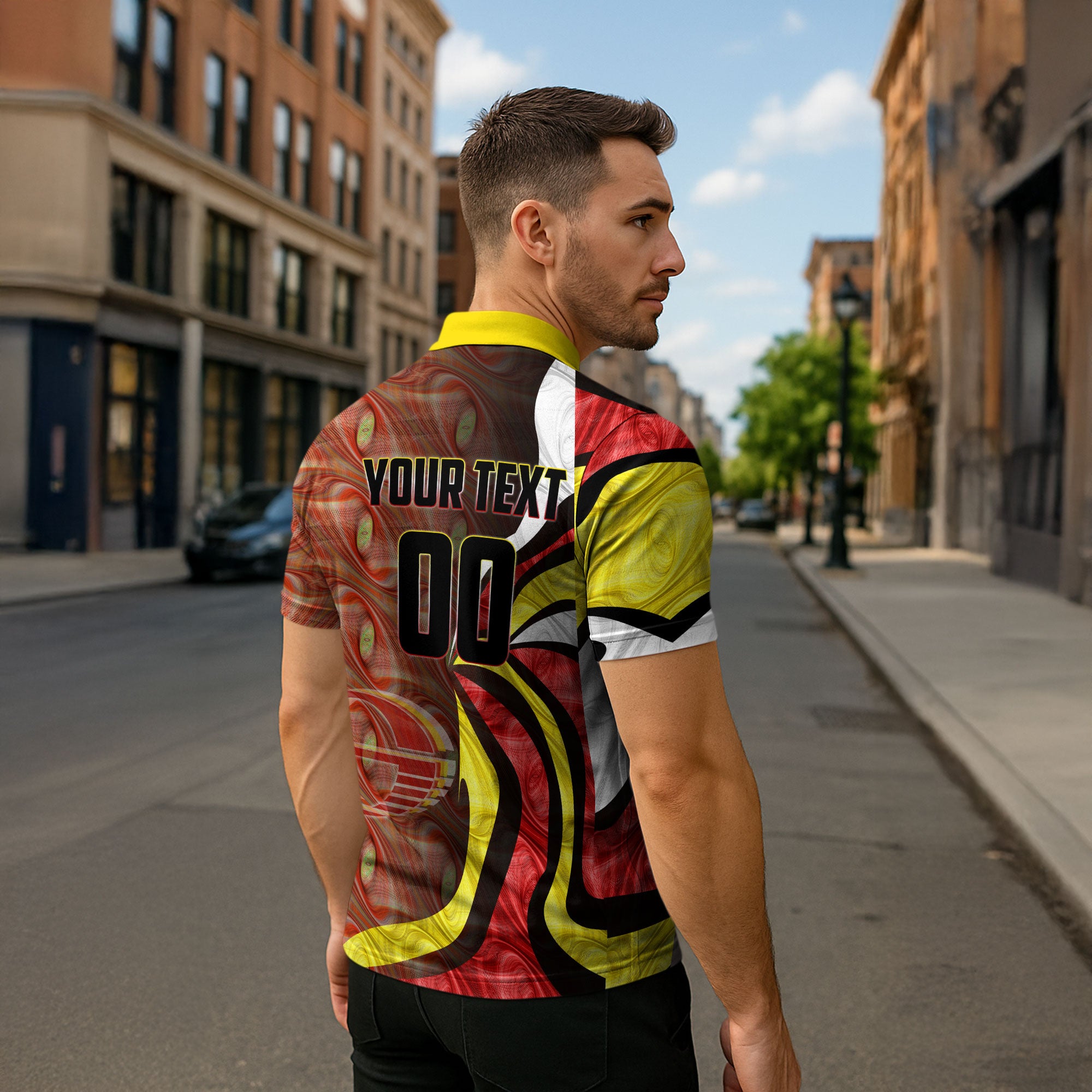 Personalised Gold Coast Suns Zipper Polo Shirt Trippy Psychedelic Abstract Art Mascot Football Fans