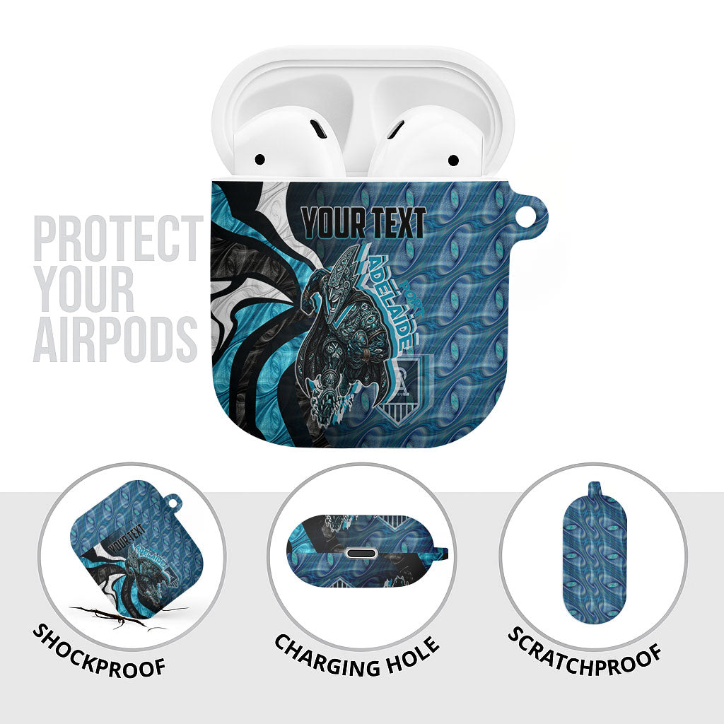 Personalised Port Adelaide AirPods Case Trippy Psychedelic Abstract Art Mascot Football Fans