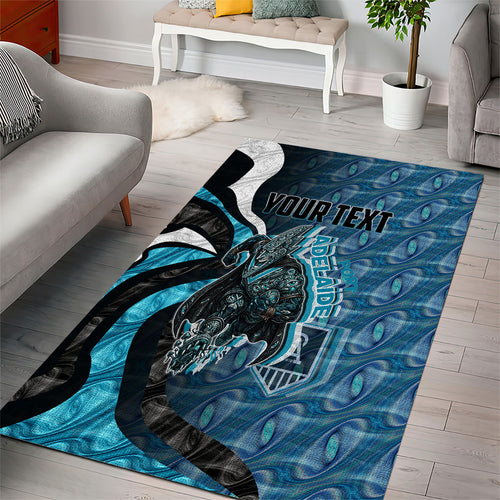 Personalised Port Adelaide Area Rug Trippy Psychedelic Abstract Art Mascot Football Fans