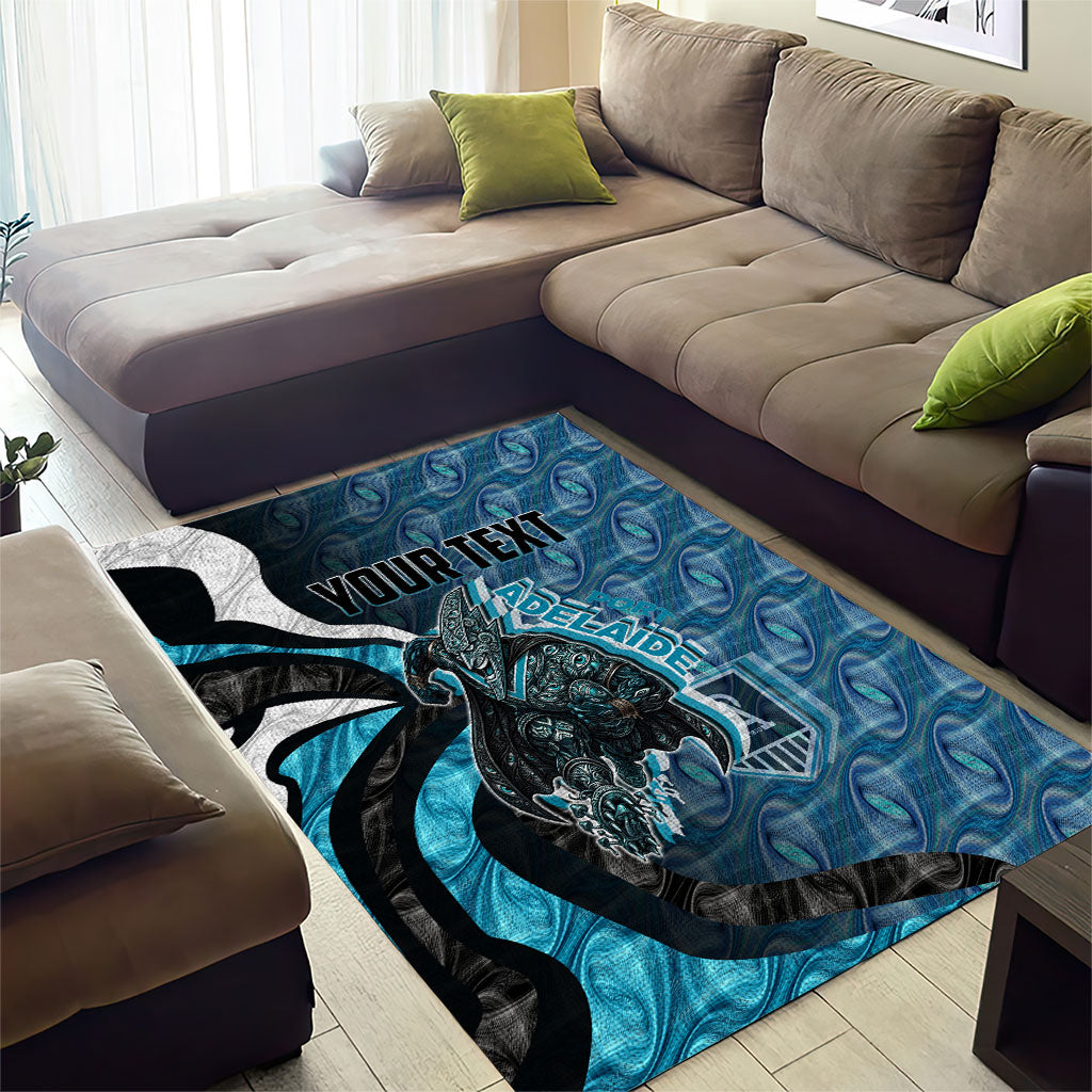 Personalised Port Adelaide Area Rug Trippy Psychedelic Abstract Art Mascot Football Fans
