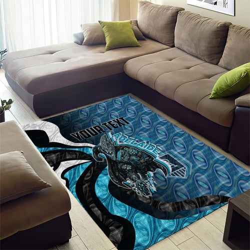 Personalised Port Adelaide Area Rug Trippy Psychedelic Abstract Art Mascot Football Fans