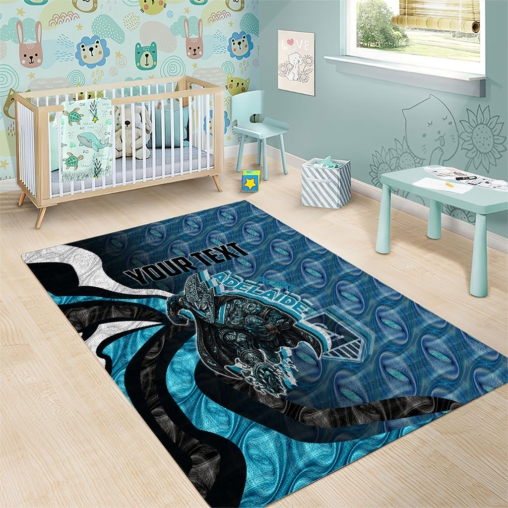 Personalised Port Adelaide Area Rug Trippy Psychedelic Abstract Art Mascot Football Fans