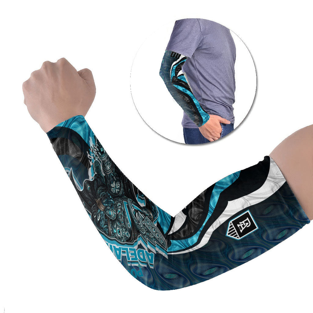 Personalised Port Adelaide Arm Sleeves Trippy Psychedelic Abstract Art Mascot Football Fans