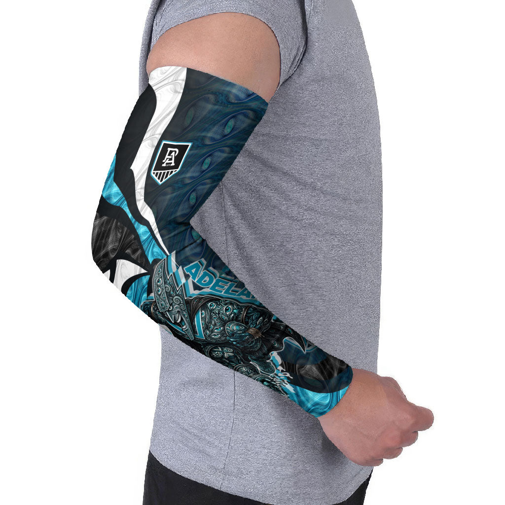 Personalised Port Adelaide Arm Sleeves Trippy Psychedelic Abstract Art Mascot Football Fans