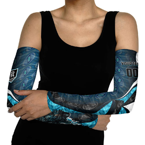 Personalised Port Adelaide Arm Sleeves Trippy Psychedelic Abstract Art Mascot Football Fans