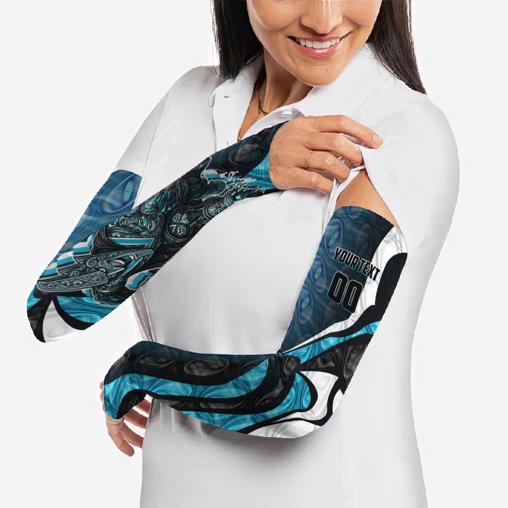 Personalised Port Adelaide Arm Sleeves Trippy Psychedelic Abstract Art Mascot Football Fans