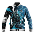 Personalised Port Adelaide Baseball Jacket Trippy Psychedelic Abstract Art Mascot Football Fans