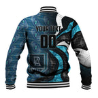 Personalised Port Adelaide Baseball Jacket Trippy Psychedelic Abstract Art Mascot Football Fans