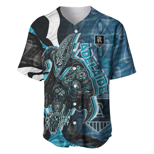 Personalised Port Adelaide Baseball Jersey Trippy Psychedelic Abstract Art Mascot Football Fans
