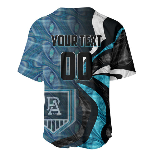 Personalised Port Adelaide Baseball Jersey Trippy Psychedelic Abstract Art Mascot Football Fans