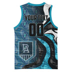 Personalised Port Adelaide Basketball Jersey Trippy Psychedelic Abstract Art Mascot Football Fans