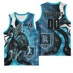 Personalised Port Adelaide Basketball Jersey Trippy Psychedelic Abstract Art Mascot Football Fans