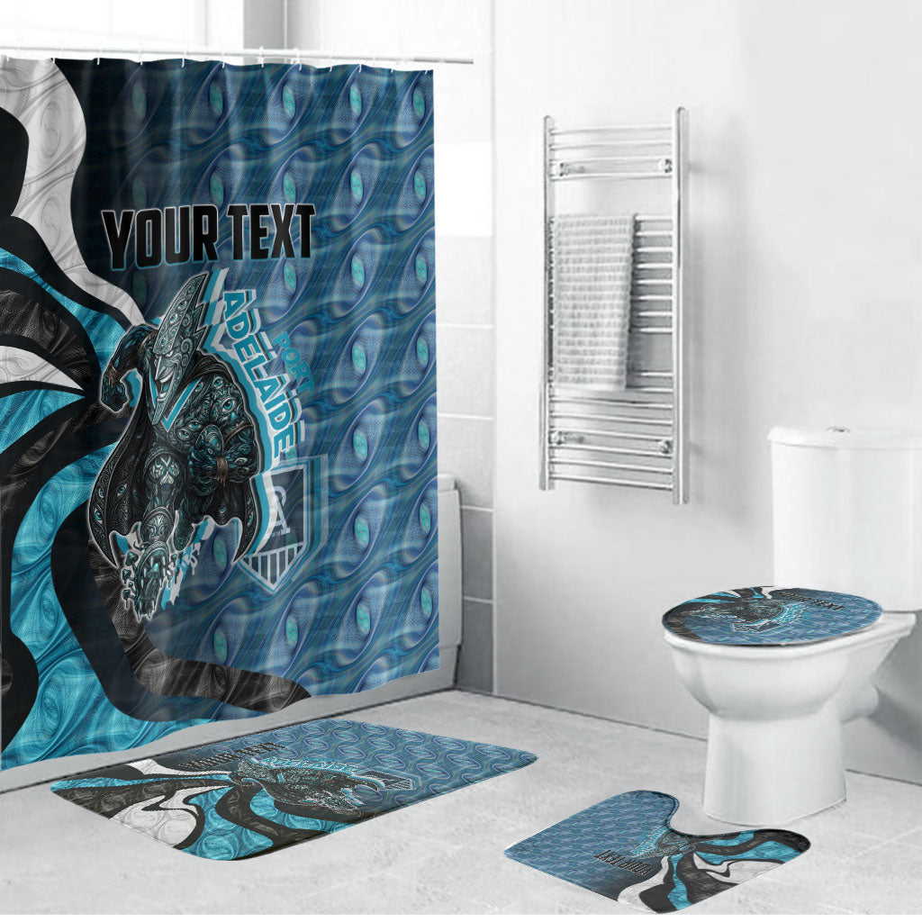 Personalised Port Adelaide Bathroom Set Trippy Psychedelic Abstract Art Mascot Football Fans