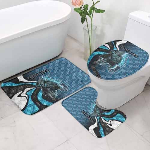 Personalised Port Adelaide Bathroom Set Trippy Psychedelic Abstract Art Mascot Football Fans