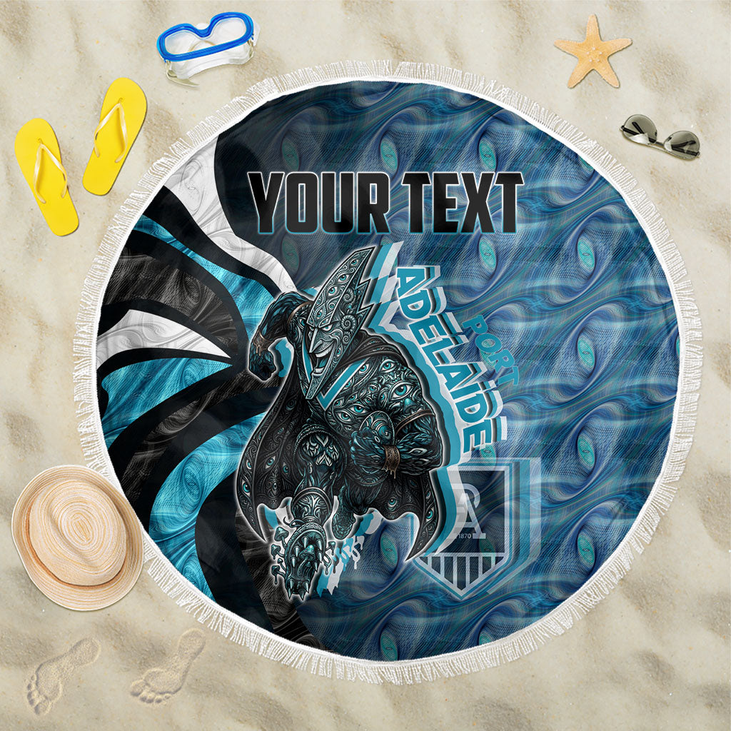 Personalised Port Adelaide Beach Blanket Trippy Psychedelic Abstract Art Mascot Football Fans