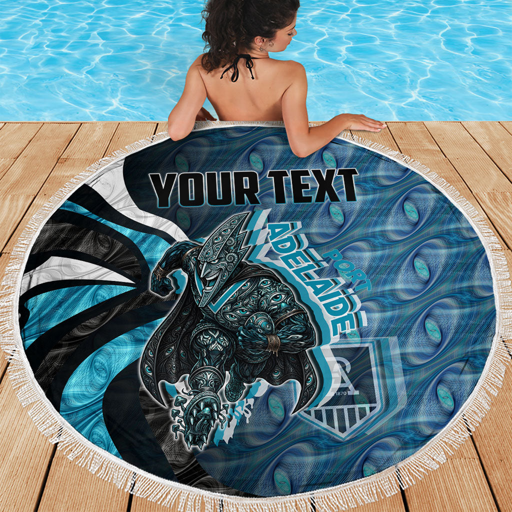 Personalised Port Adelaide Beach Blanket Trippy Psychedelic Abstract Art Mascot Football Fans