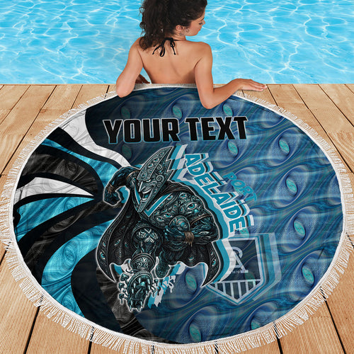 Personalised Port Adelaide Beach Blanket Trippy Psychedelic Abstract Art Mascot Football Fans