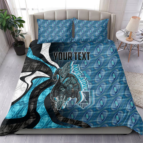 Personalised Port Adelaide Bedding Set Trippy Psychedelic Abstract Art Mascot Football Fans