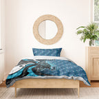 Personalised Port Adelaide Bedding Set Trippy Psychedelic Abstract Art Mascot Football Fans