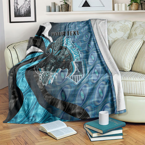 Personalised Port Adelaide Blanket Trippy Psychedelic Abstract Art Mascot Football Fans