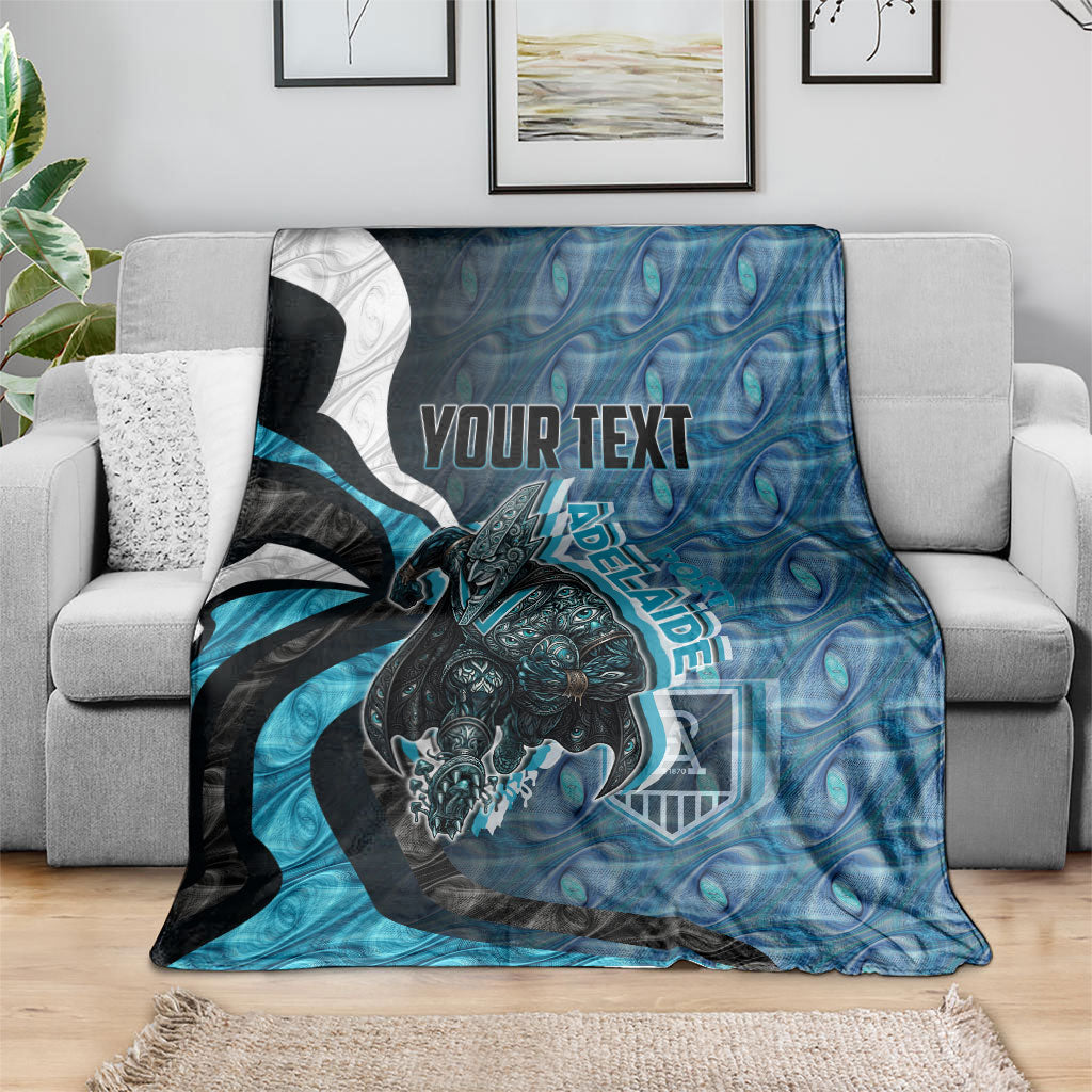 Personalised Port Adelaide Blanket Trippy Psychedelic Abstract Art Mascot Football Fans