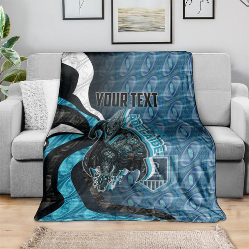 Personalised Port Adelaide Blanket Trippy Psychedelic Abstract Art Mascot Football Fans