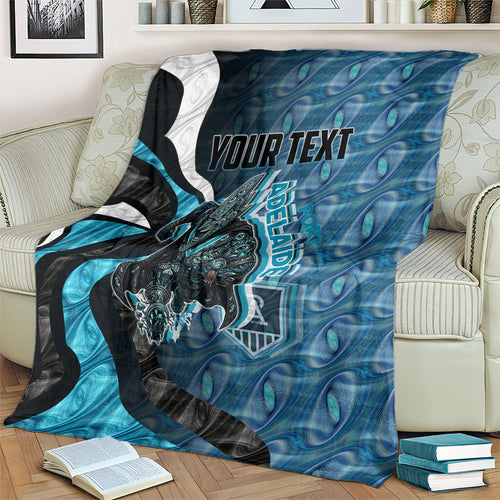 Personalised Port Adelaide Blanket Trippy Psychedelic Abstract Art Mascot Football Fans