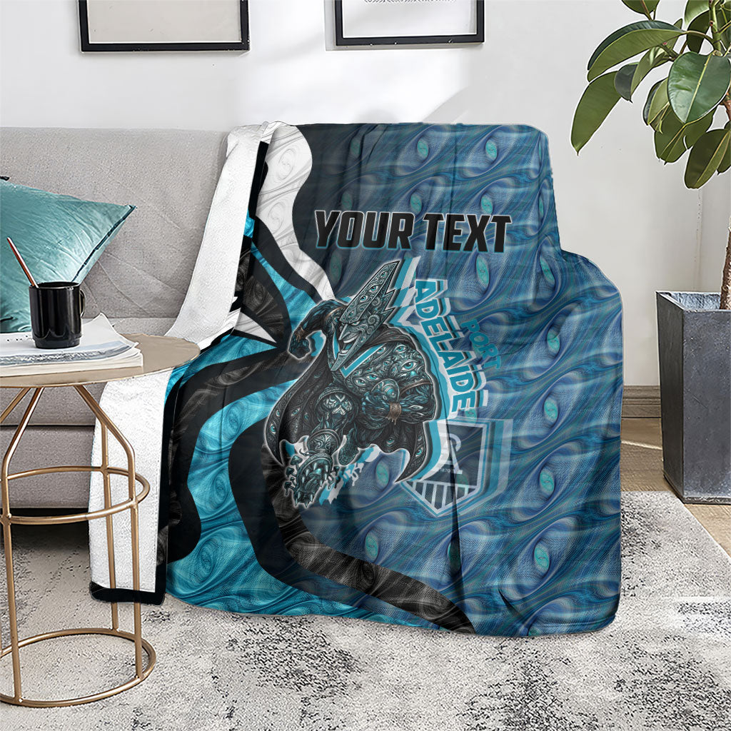 Personalised Port Adelaide Blanket Trippy Psychedelic Abstract Art Mascot Football Fans