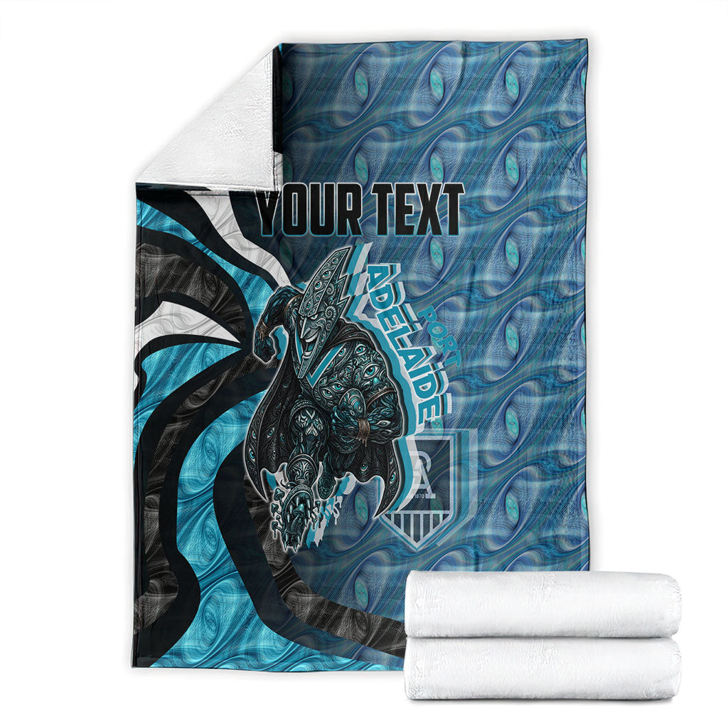 Personalised Port Adelaide Blanket Trippy Psychedelic Abstract Art Mascot Football Fans