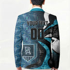 Personalised Port Adelaide Blazer Trippy Psychedelic Abstract Art Mascot Football Fans