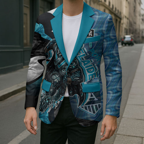 Personalised Port Adelaide Blazer Trippy Psychedelic Abstract Art Mascot Football Fans