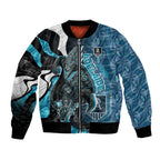 Personalised Port Adelaide Bomber Jacket Trippy Psychedelic Abstract Art Mascot Football Fans