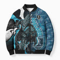 Personalised Port Adelaide Bomber Puffer Jacket Trippy Psychedelic Abstract Art Mascot Football Fans