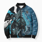Personalised Port Adelaide Bomber Puffer Jacket Trippy Psychedelic Abstract Art Mascot Football Fans